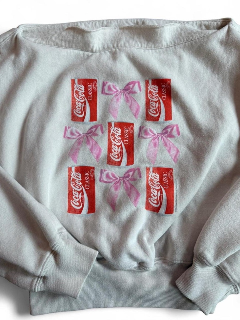 Abercrombie & Fitch Coca Cola Cropped Sweatshirt XS Pink Bow Graphic